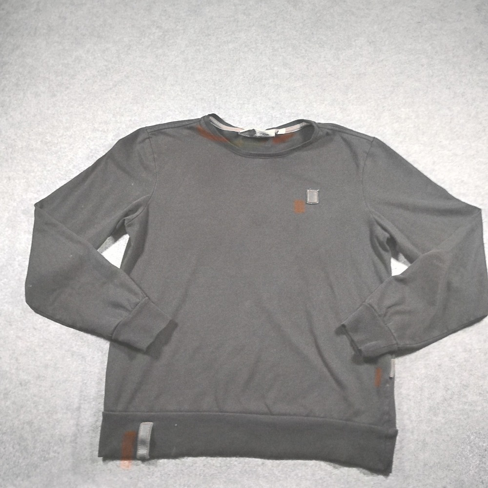 Naketano Brave New Word Crewneck Sweatshirt Women L Dark Gray Casual Pullover